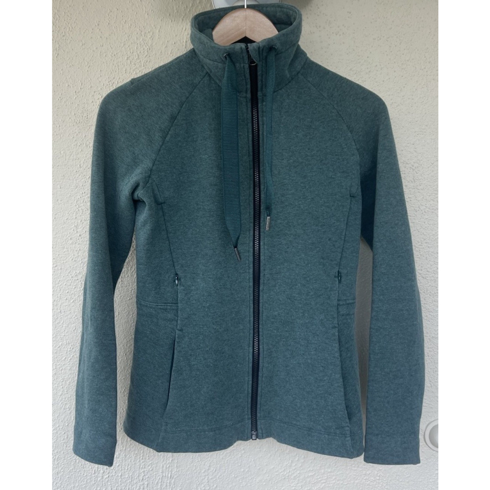 Lululemon &go Take-Off Fleece Heathered Deep Green Jacket 4 Yoga Hike Athleisure